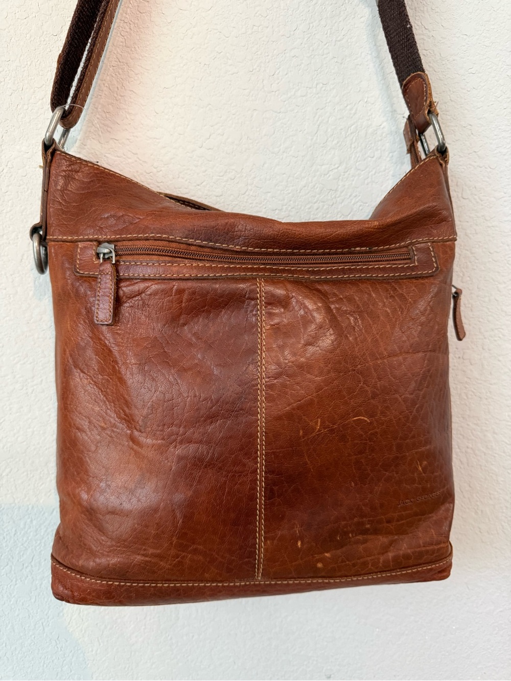 Jack Georges Brown Leather Adjustable Crossbody Voyager Bag